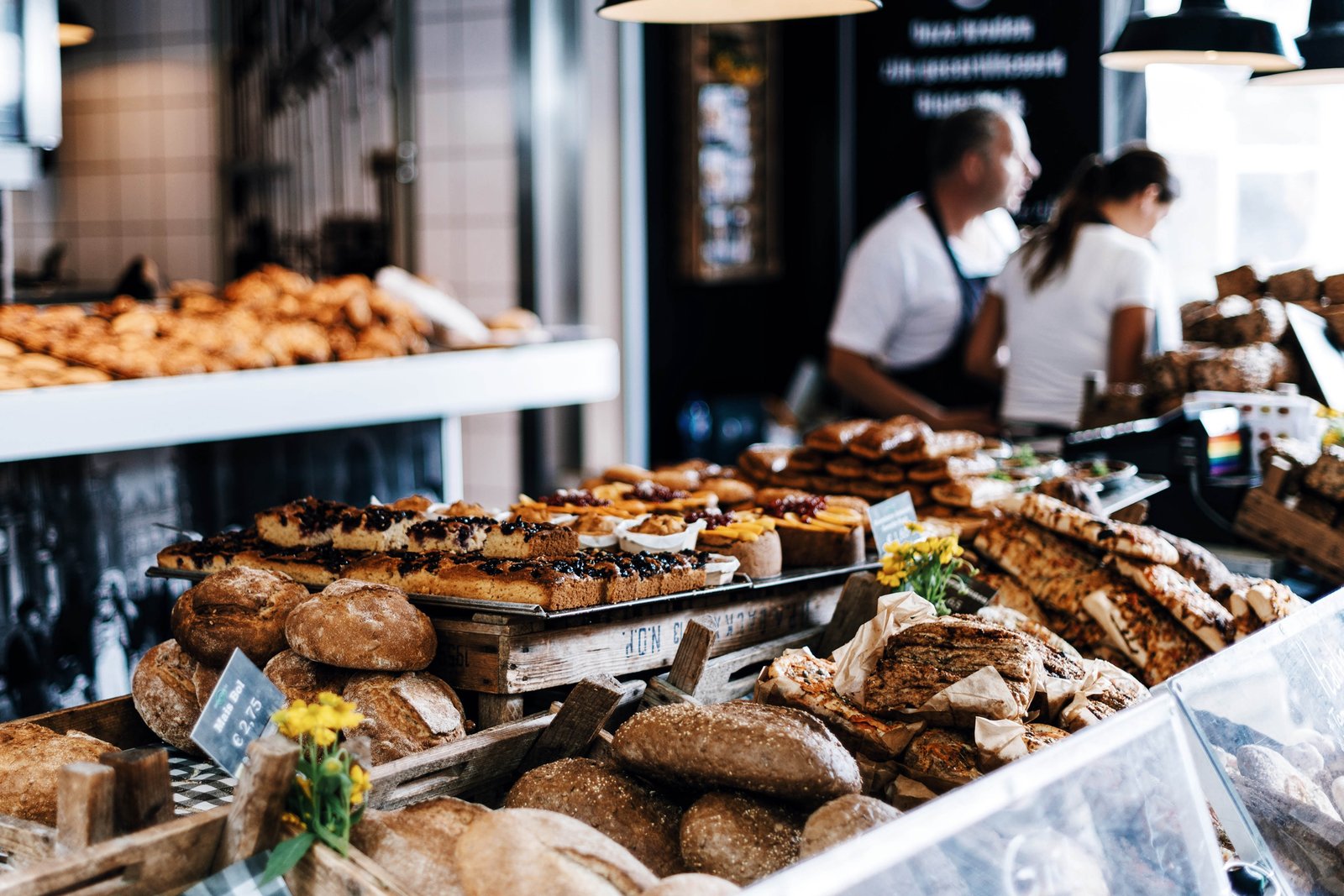 Bread display at a bakery