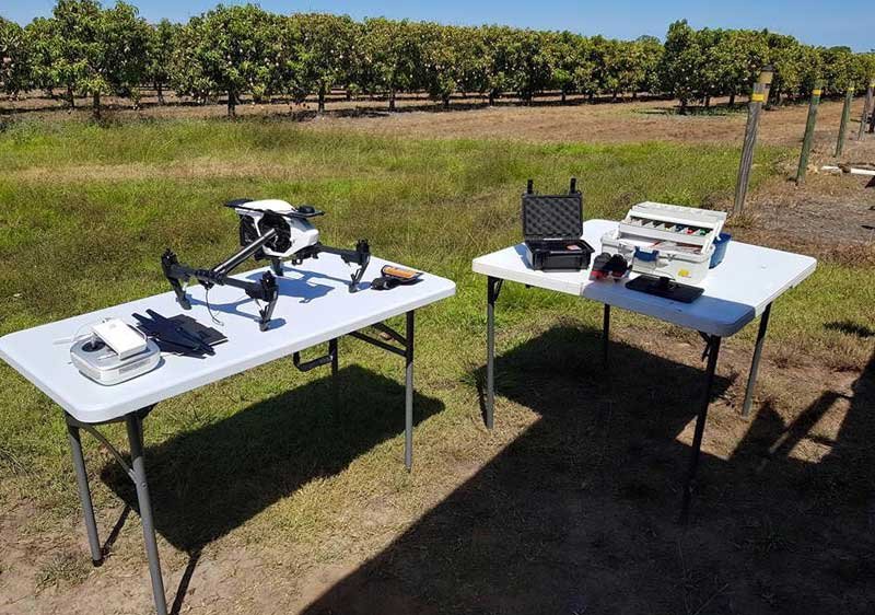 Drones set up outdoors