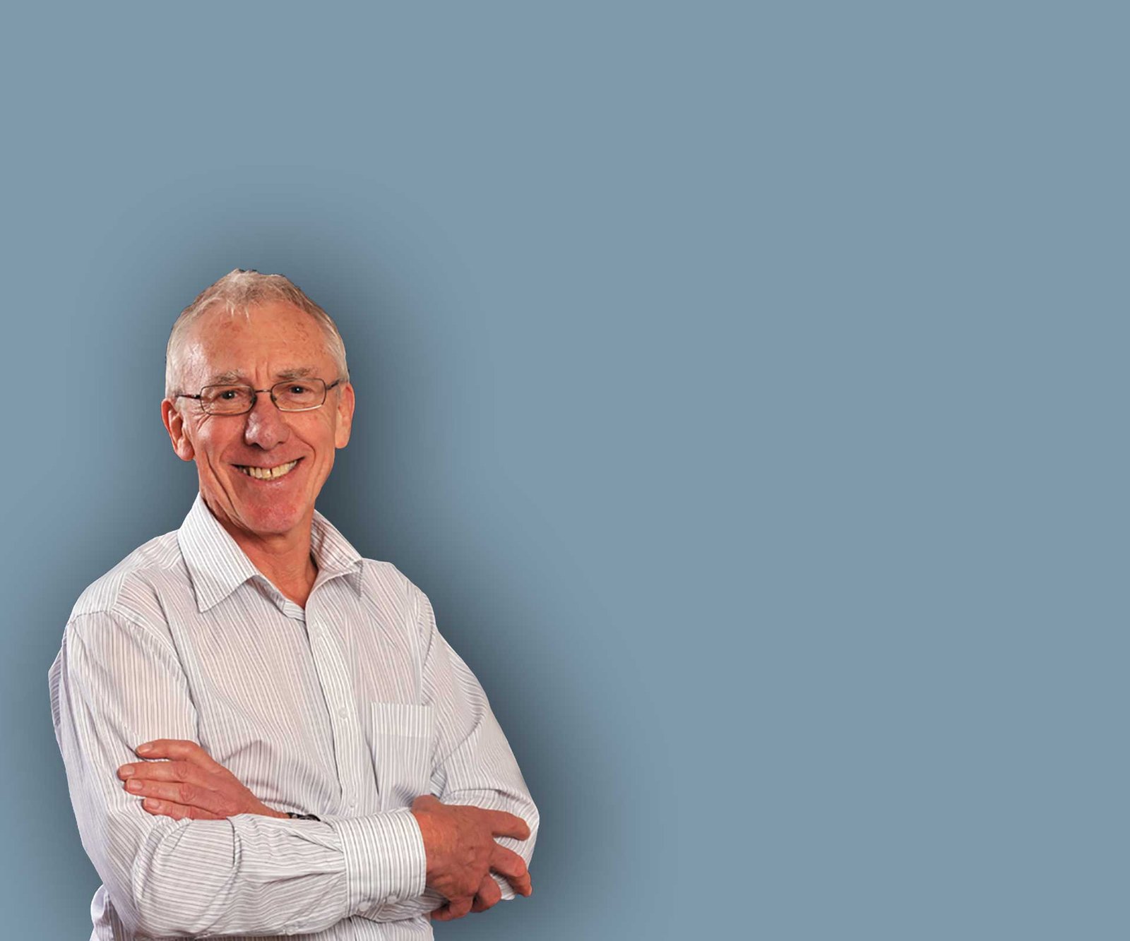 Brian Keen on a blue-gray background 2