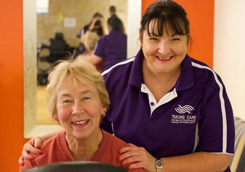 Happy woman with her satisfied client.